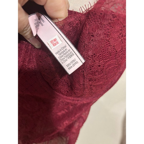 Victoria's Secret 32C Burgundy Lace Bodysuit Sheer Mesh Lingerie Dark Feminine - Picture 6 of 8